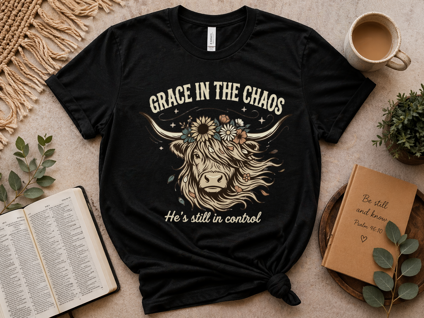 Grace in the Chaos | Highland Cow Tee
