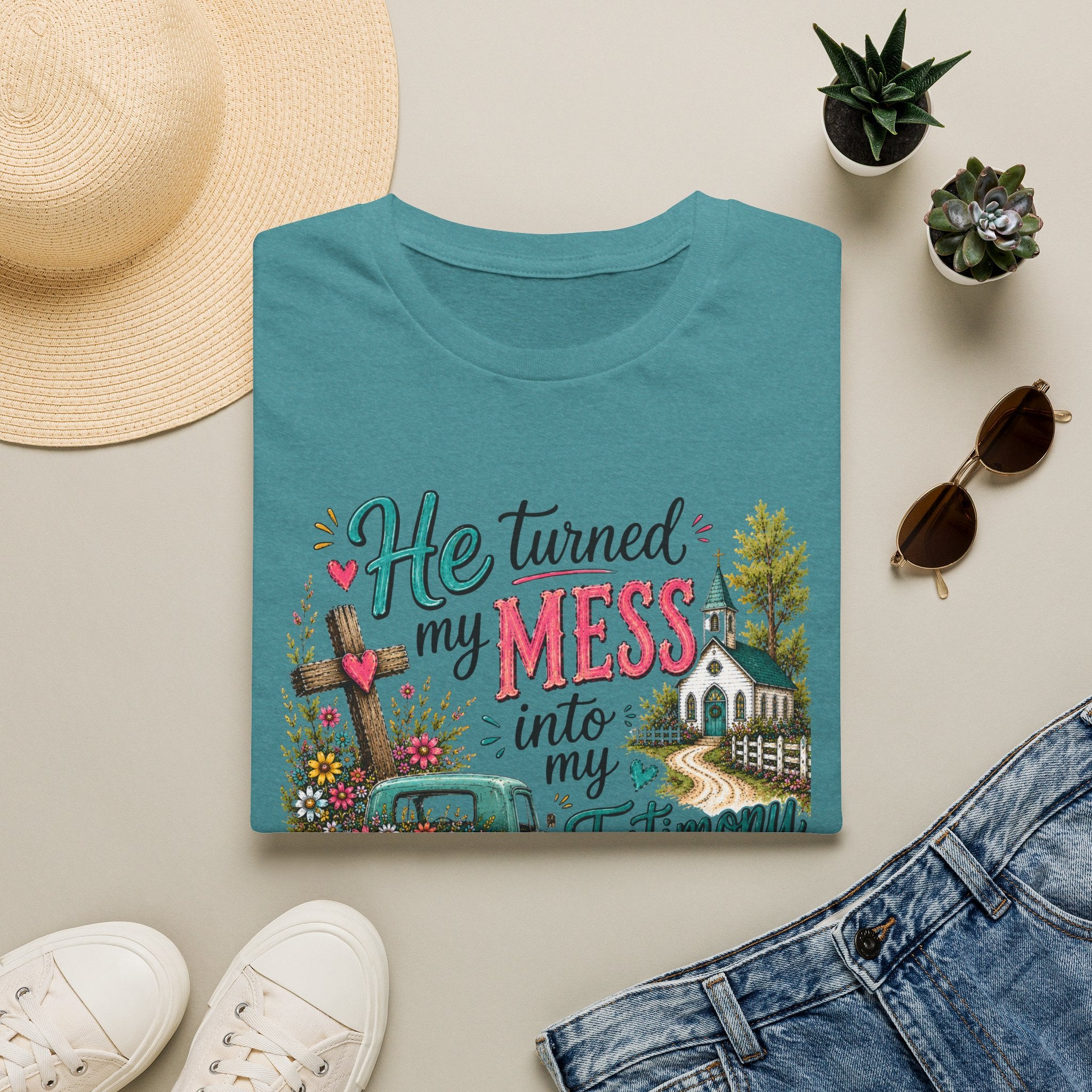 He Turned My Mess into My Testimony Tee | Christian Faith Shirt | Faith Apparel PREORDER