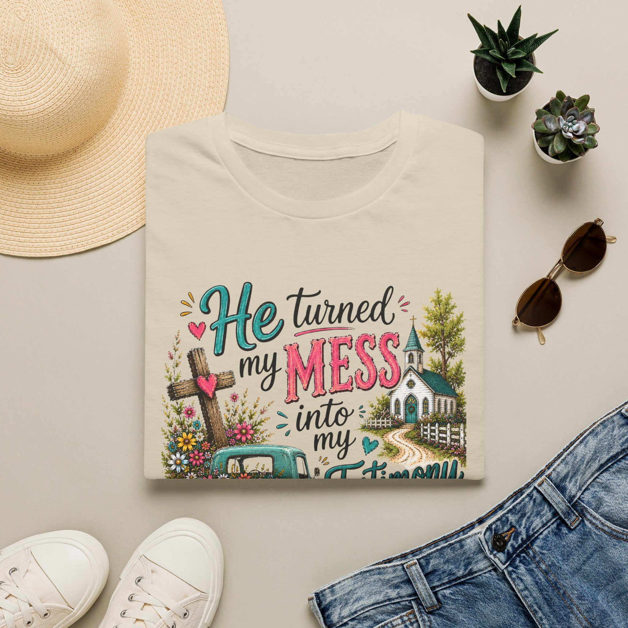 He Turned My Mess into My Testimony Tee | Christian Faith Shirt | Faith Apparel PREORDER