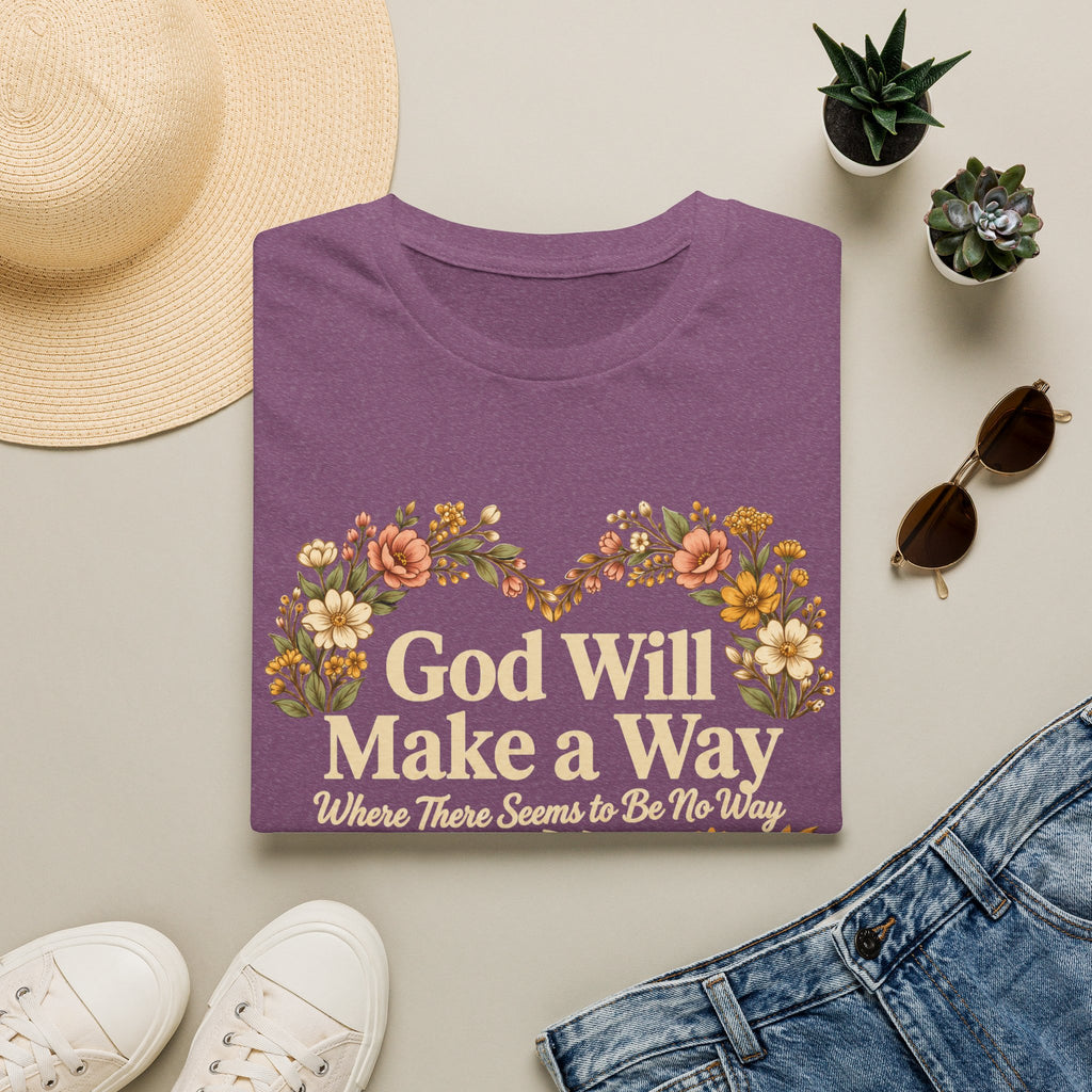 God Will Make A Way Where There Seems To Be No Way – Floral Heart Christian Tee