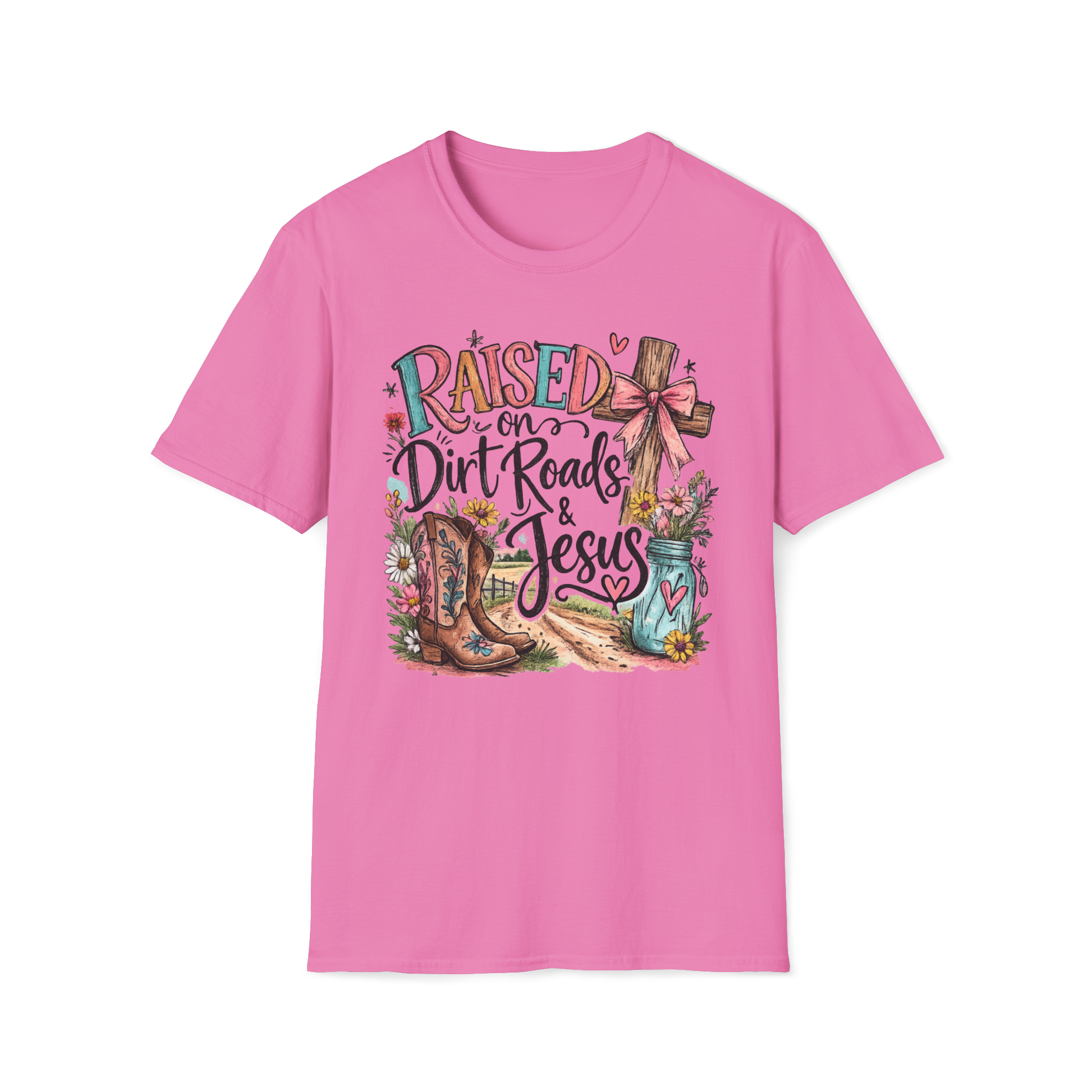 Raised on Dirt Roads & Jesus Tee | Christian Country Shirt | Faith Apparel PREORDER