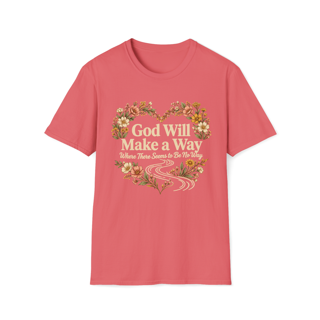 God Will Make A Way Where There Seems To Be No Way – Floral Heart Christian Tee