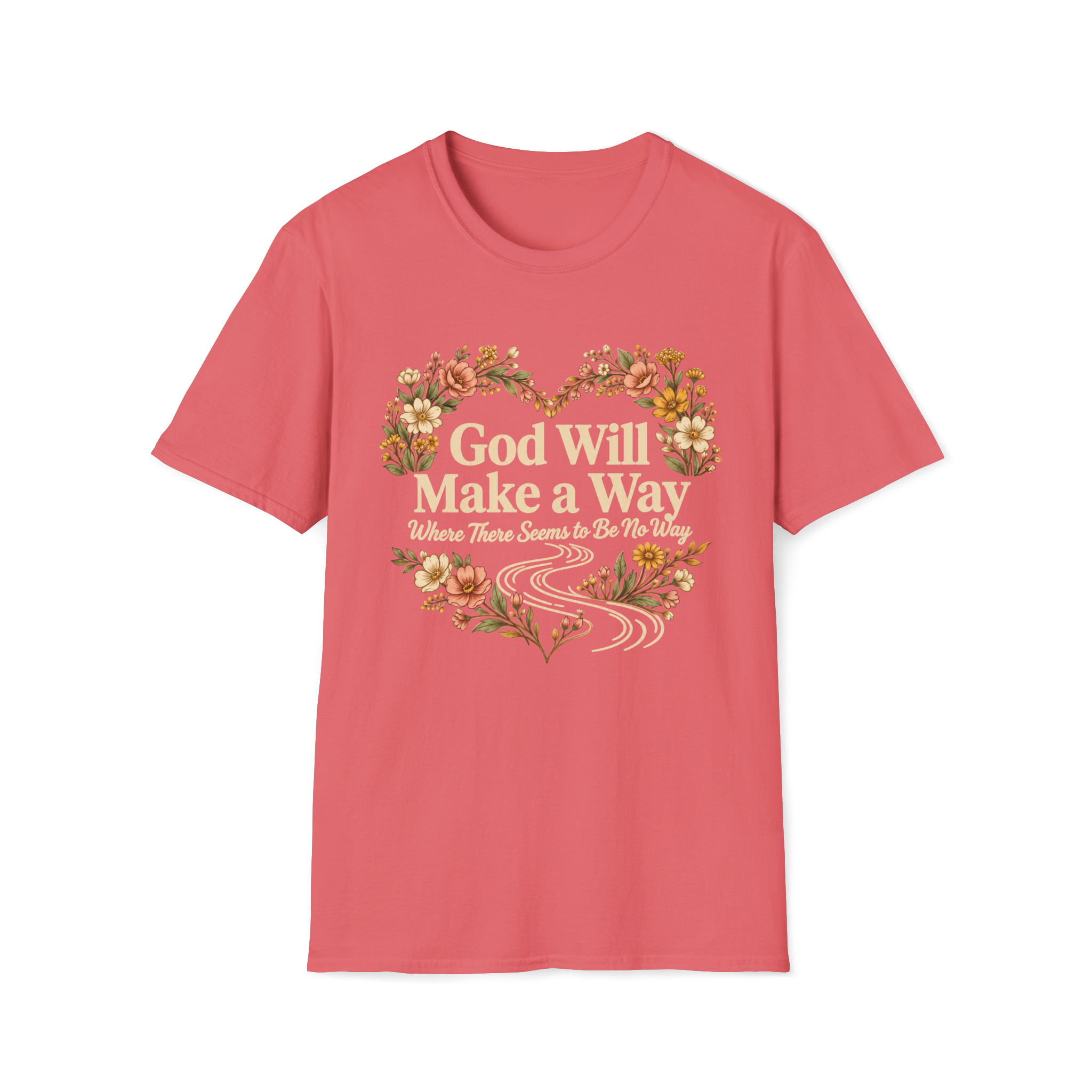 God Will Make A Way Where There Seems To Be No Way – Floral Heart Christian Tee