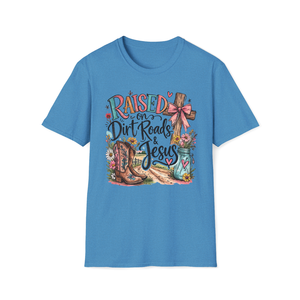 Raised on Dirt Roads & Jesus Tee | Christian Country Shirt | Faith Apparel PREORDER