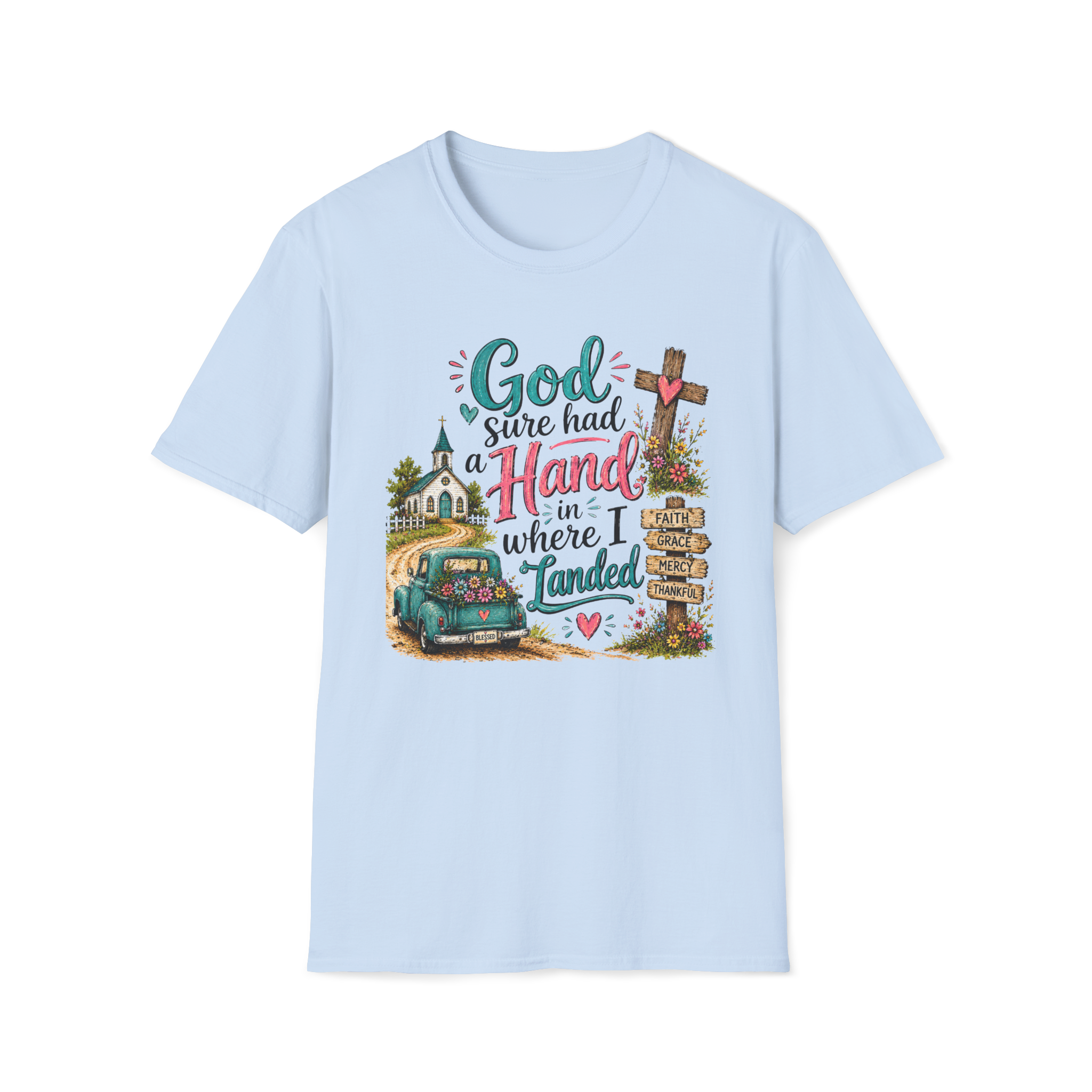 God Sure Had a Hand in Where I Landed Tee | Christian Faith Shirt | Blessed Apparel PREORDER