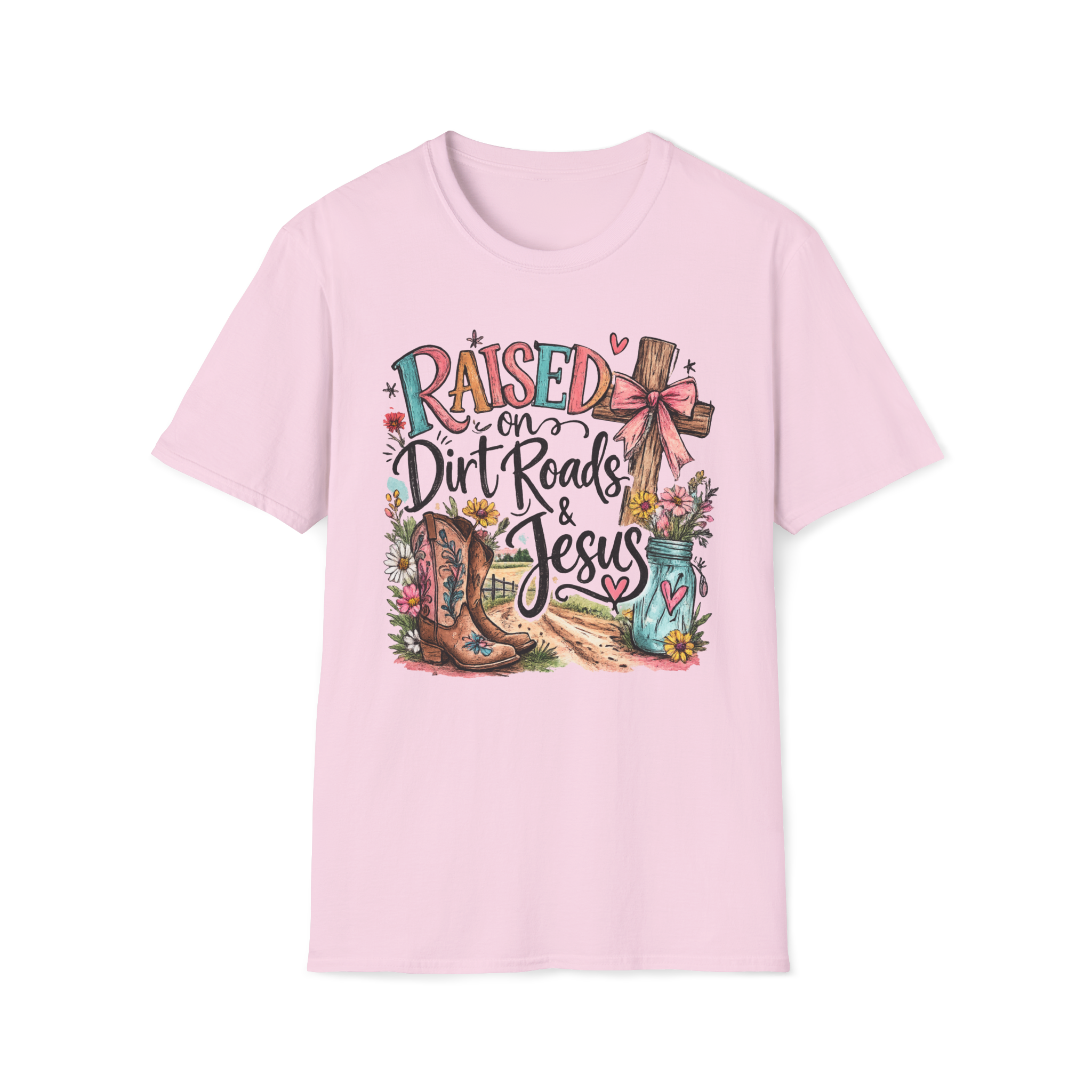 Raised on Dirt Roads & Jesus Tee | Christian Country Shirt | Faith Apparel PREORDER