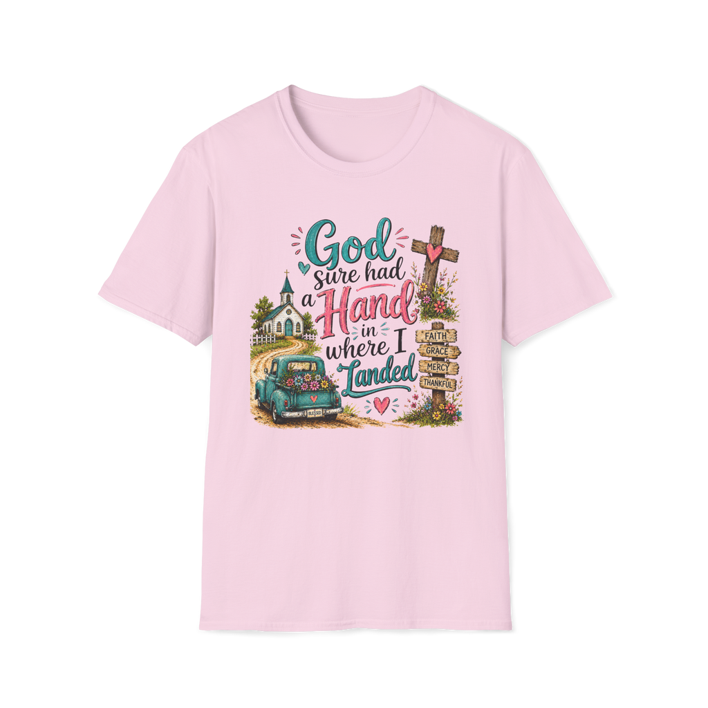 God Sure Had a Hand in Where I Landed Tee | Christian Faith Shirt | Blessed Apparel PREORDER