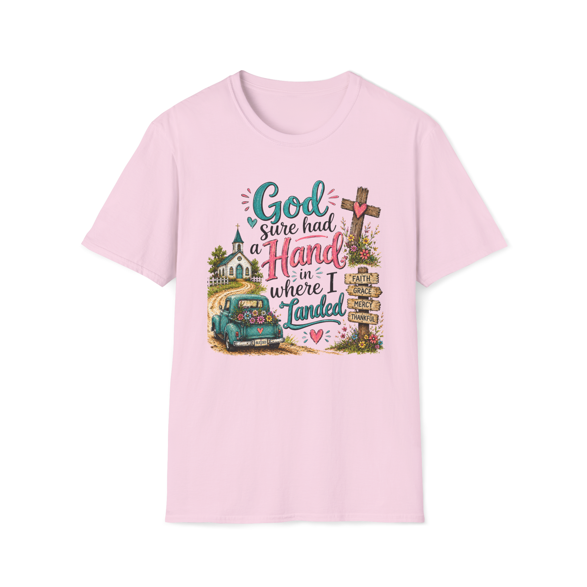 God Sure Had a Hand in Where I Landed Tee | Christian Faith Shirt | Blessed Apparel PREORDER