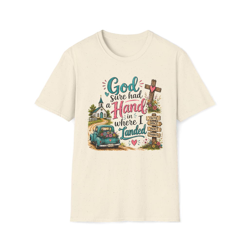 God Sure Had a Hand in Where I Landed Tee | Christian Faith Shirt | Blessed Apparel PREORDER