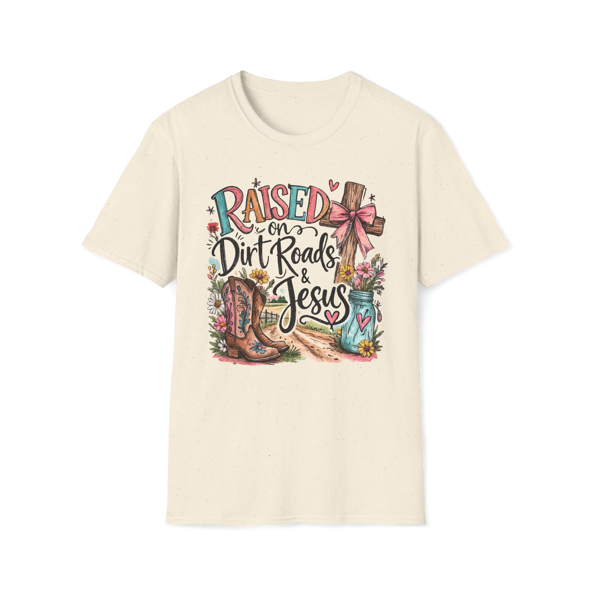 Raised on Dirt Roads & Jesus Tee | Christian Country Shirt | Faith Apparel PREORDER