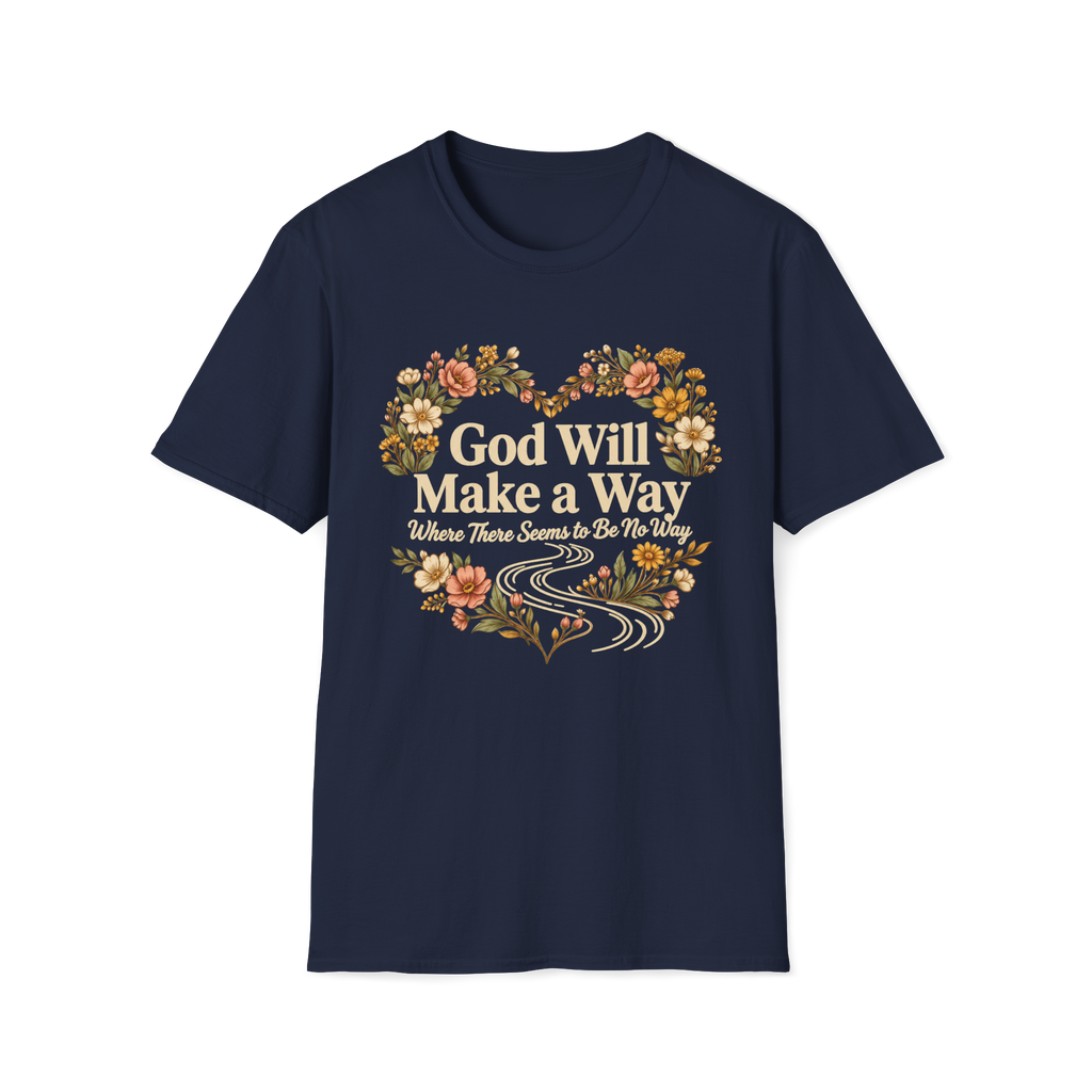 God Will Make A Way Where There Seems To Be No Way – Floral Heart Christian Tee