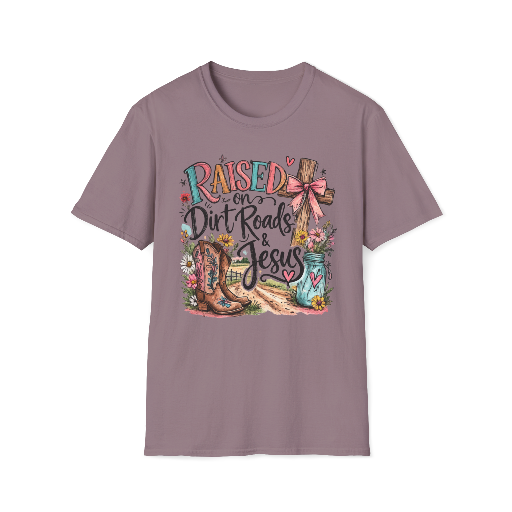 Raised on Dirt Roads & Jesus Tee | Christian Country Shirt | Faith Apparel PREORDER