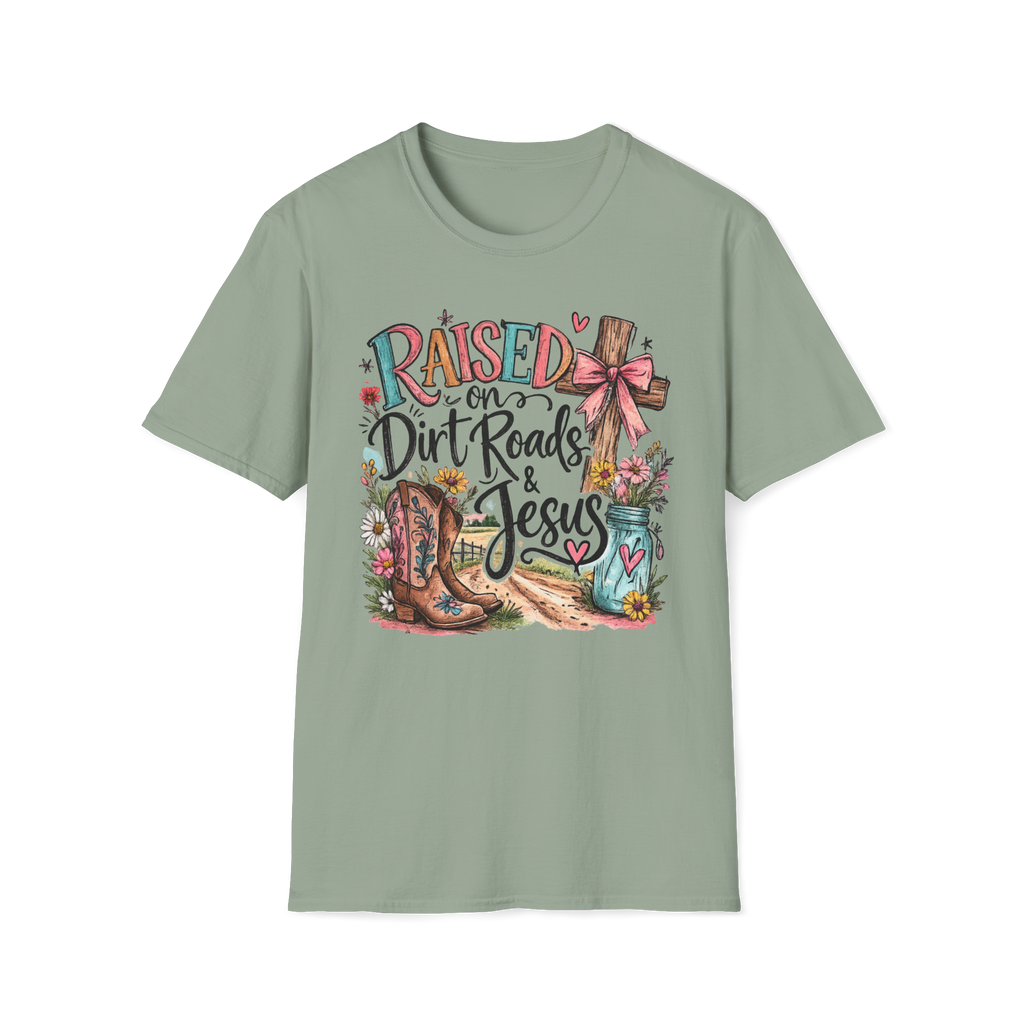 Raised on Dirt Roads & Jesus Tee | Christian Country Shirt | Faith Apparel PREORDER