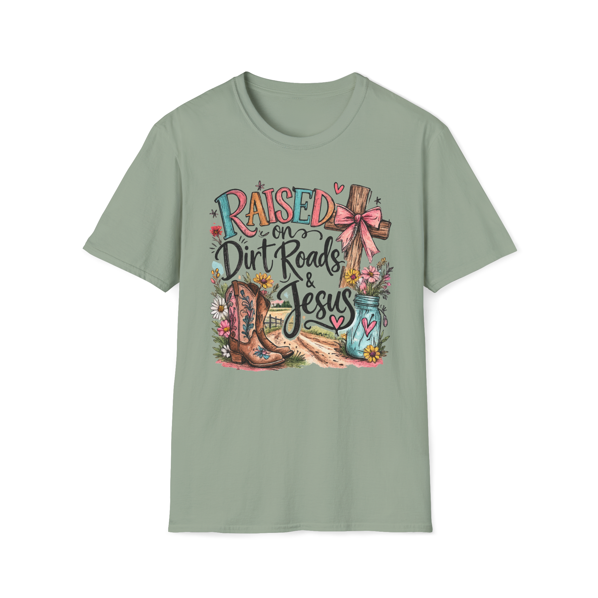 Raised on Dirt Roads & Jesus Tee | Christian Country Shirt | Faith Apparel PREORDER