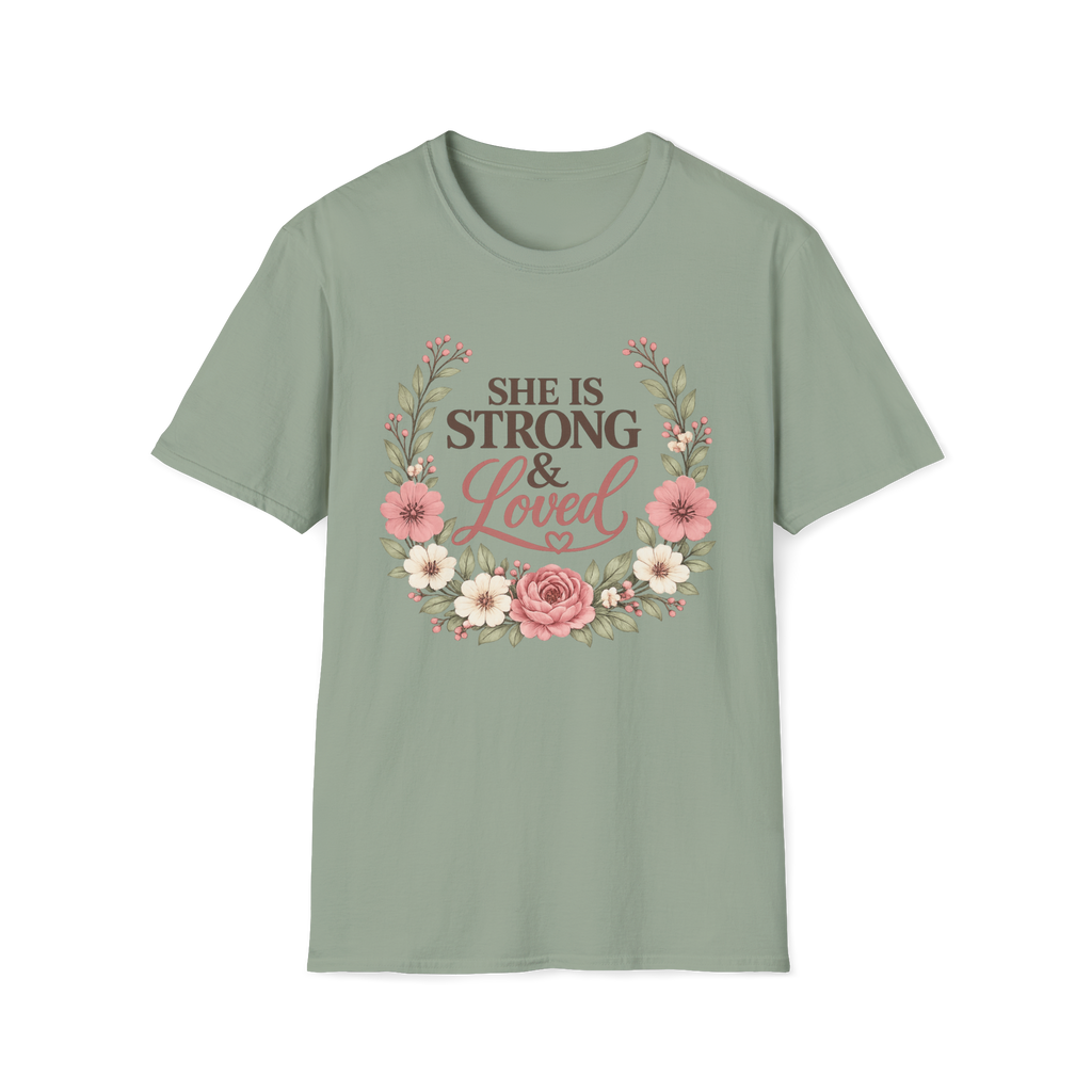 She Is Strong & Loved | Faith Floral Tee