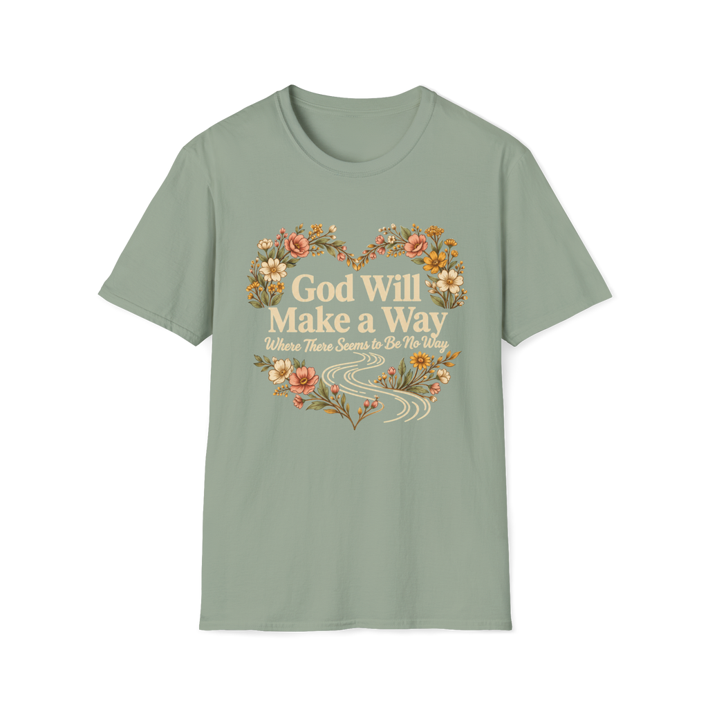 God Will Make A Way Where There Seems To Be No Way – Floral Heart Christian Tee