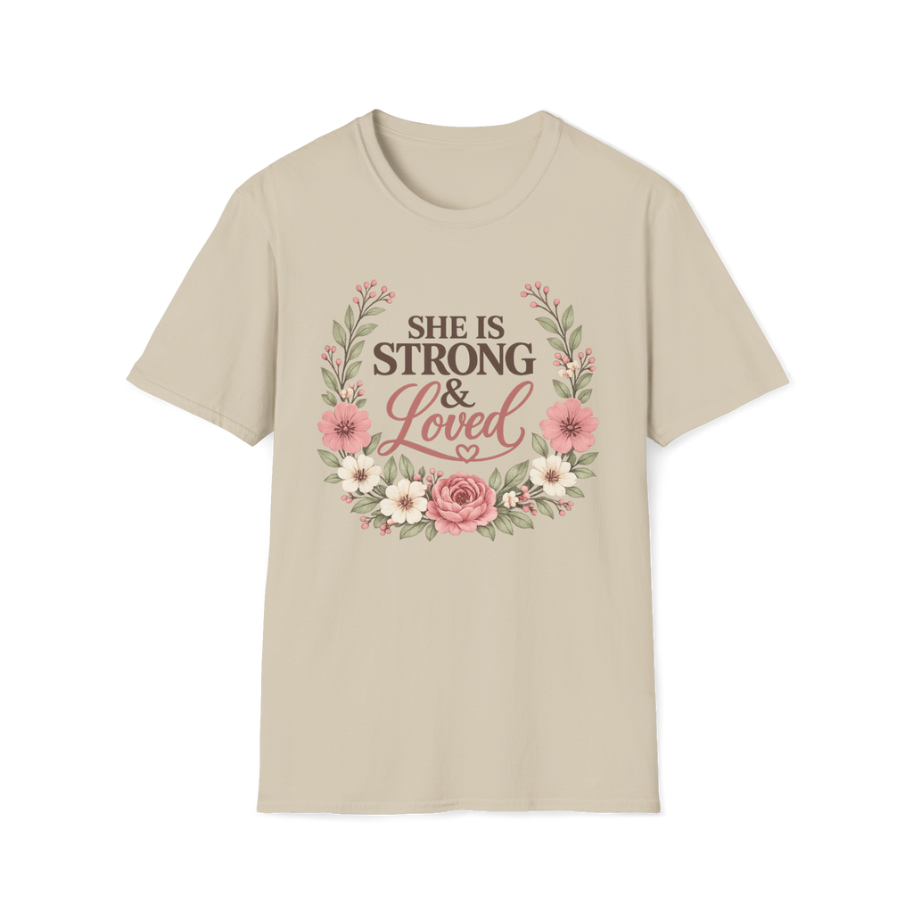 She Is Strong & Loved | Faith Floral Tee