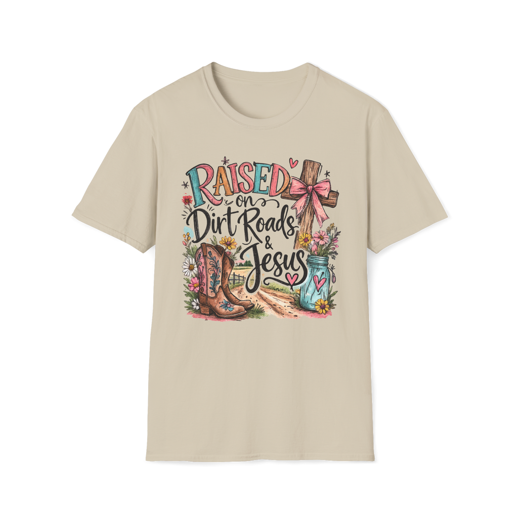 Raised on Dirt Roads & Jesus Tee | Christian Country Shirt | Faith Apparel PREORDER