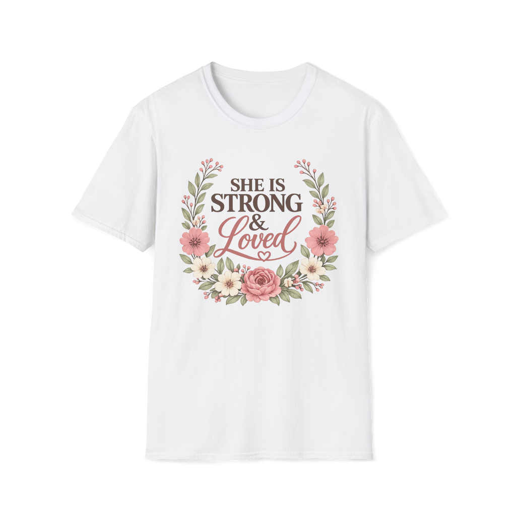 She Is Strong & Loved | Faith Floral Tee
