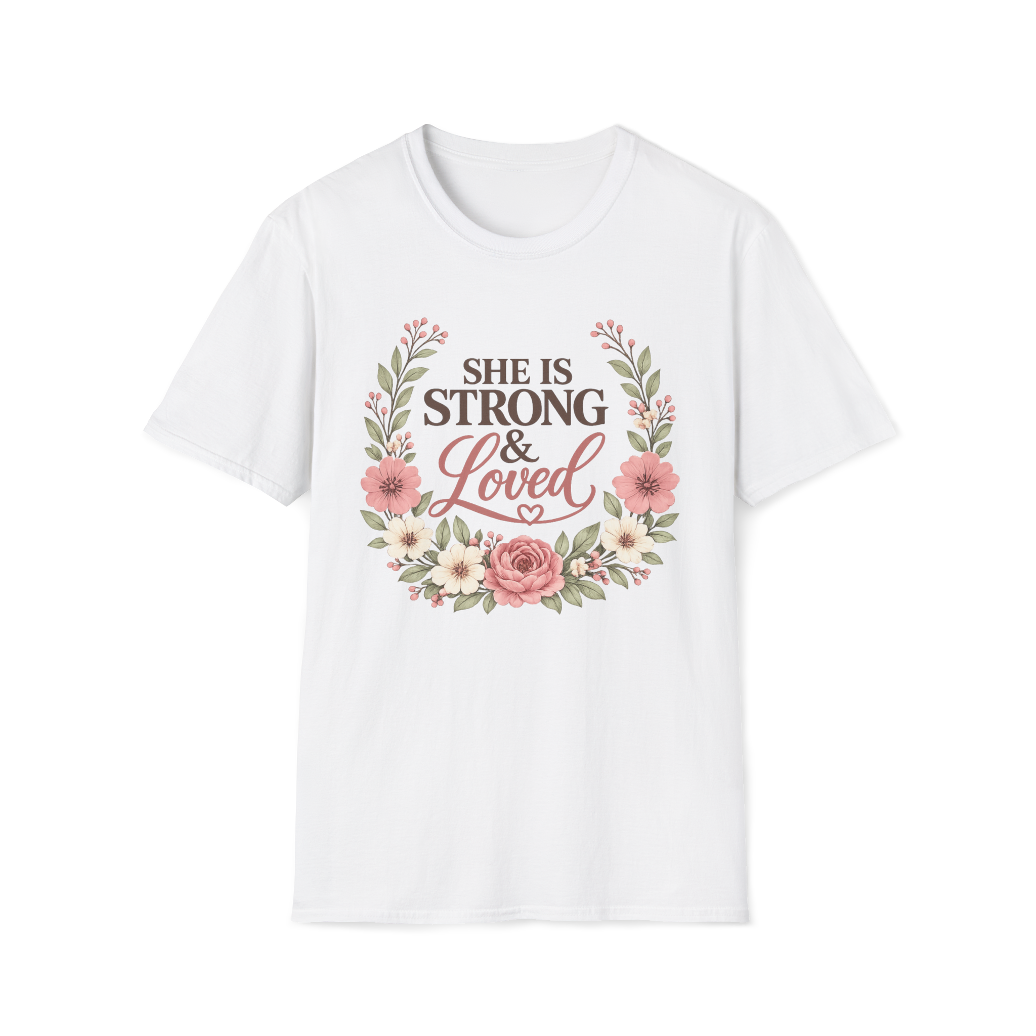 She Is Strong & Loved | Faith Floral Tee