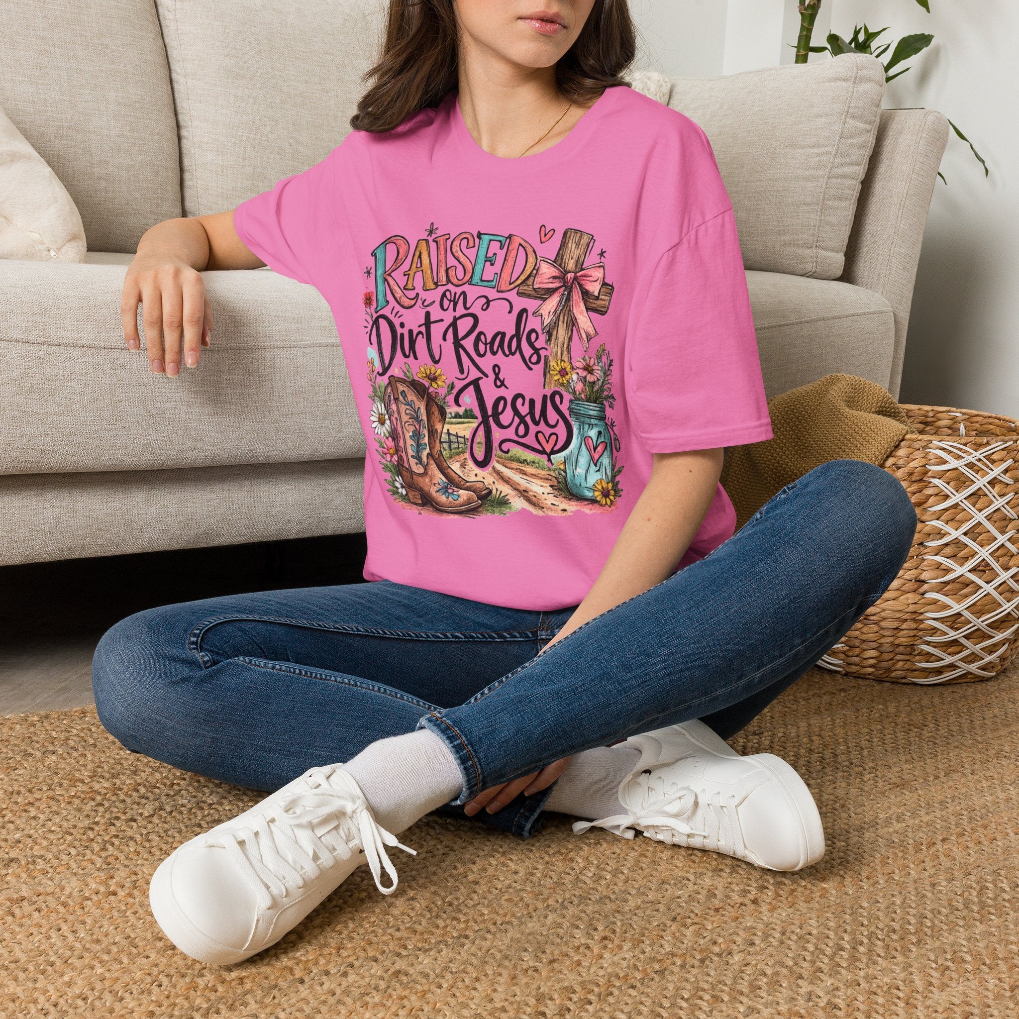 Raised on Dirt Roads & Jesus Tee | Christian Country Shirt | Faith Apparel PREORDER