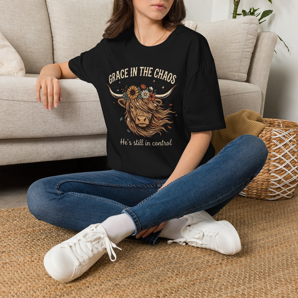Grace in the Chaos | Highland Cow Tee