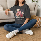 Walk By Faith God's Timing Is Perfect – Floral Bouquet Christian Tee for Women