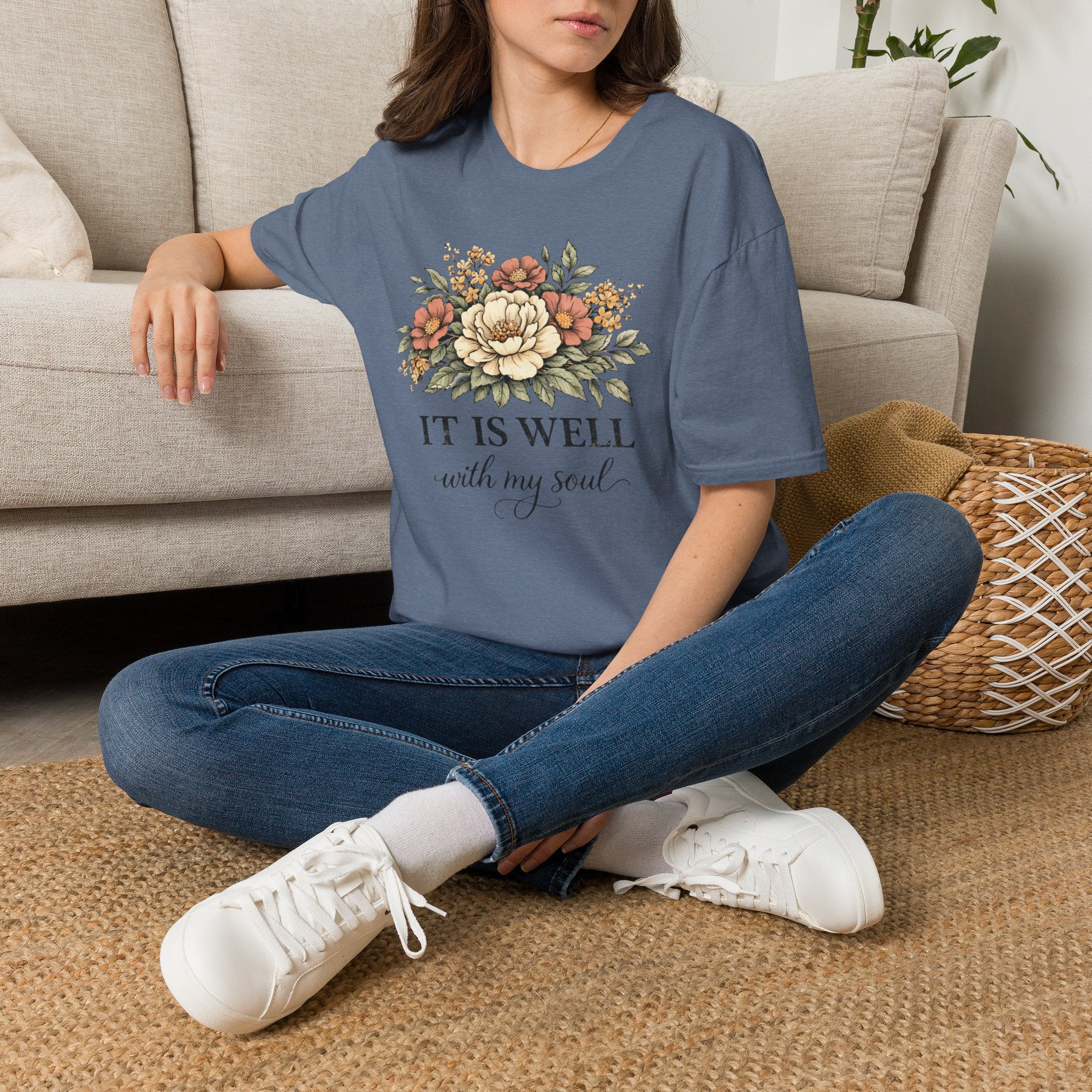 It is Well-Distressed Floral| Christian Faith Apparel | Lifted Hope for Savanah PREORDER (Copy)
