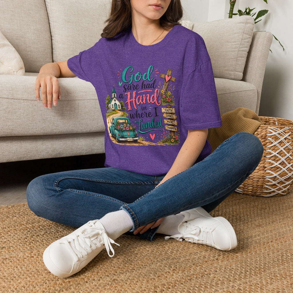 God Sure Had a Hand in Where I Landed Tee | Christian Faith Shirt | Blessed Apparel PREORDER