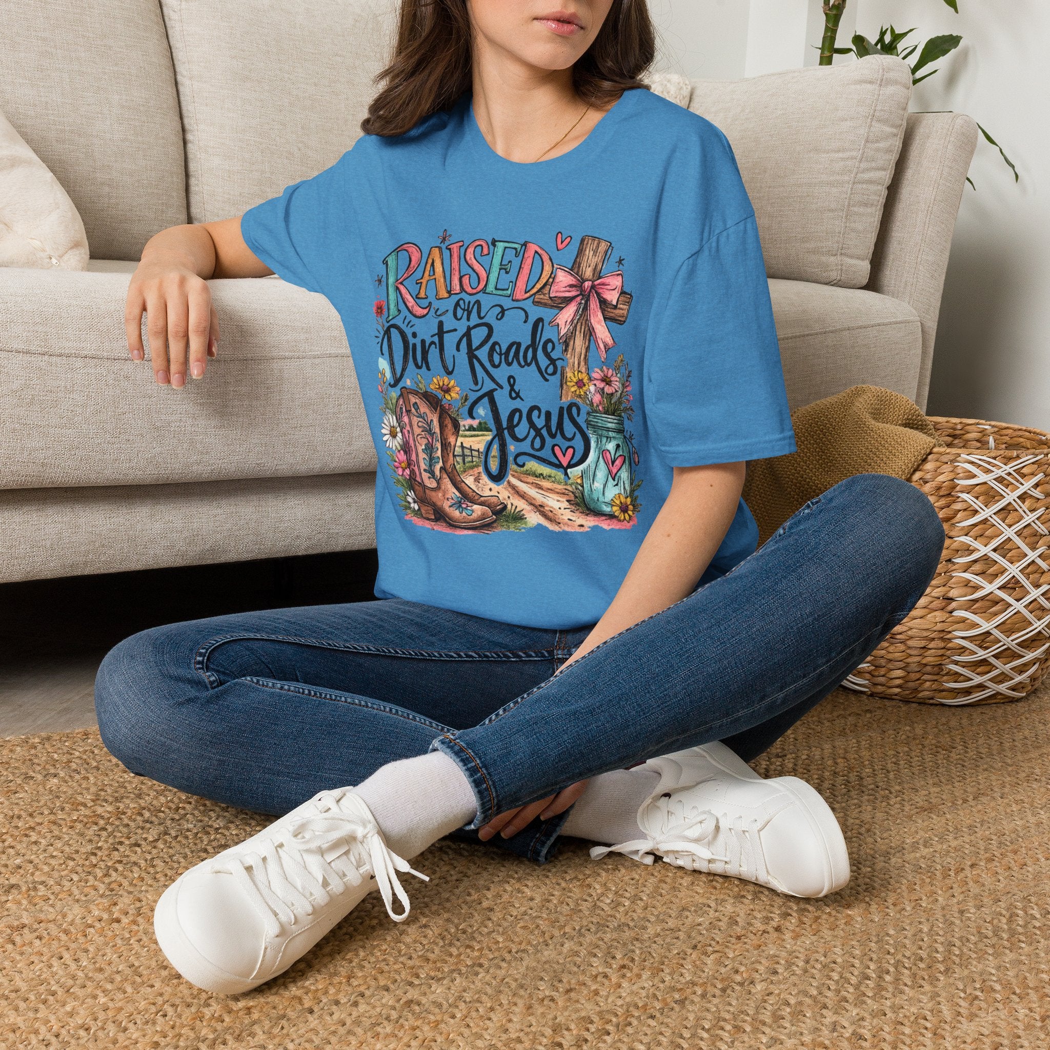 Raised on Dirt Roads & Jesus Tee | Christian Country Shirt | Faith Apparel PREORDER