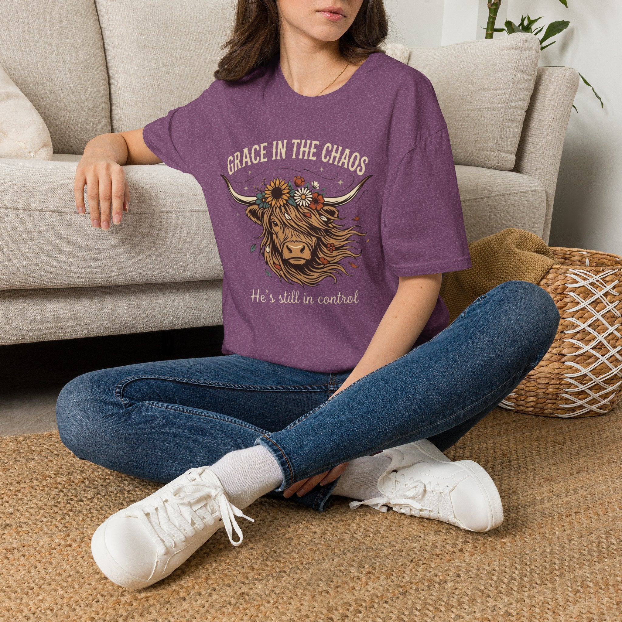 Grace in the Chaos | Highland Cow Tee