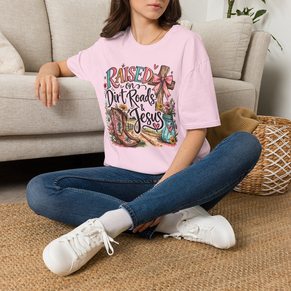 Raised on Dirt Roads & Jesus Tee | Christian Country Shirt | Faith Apparel PREORDER
