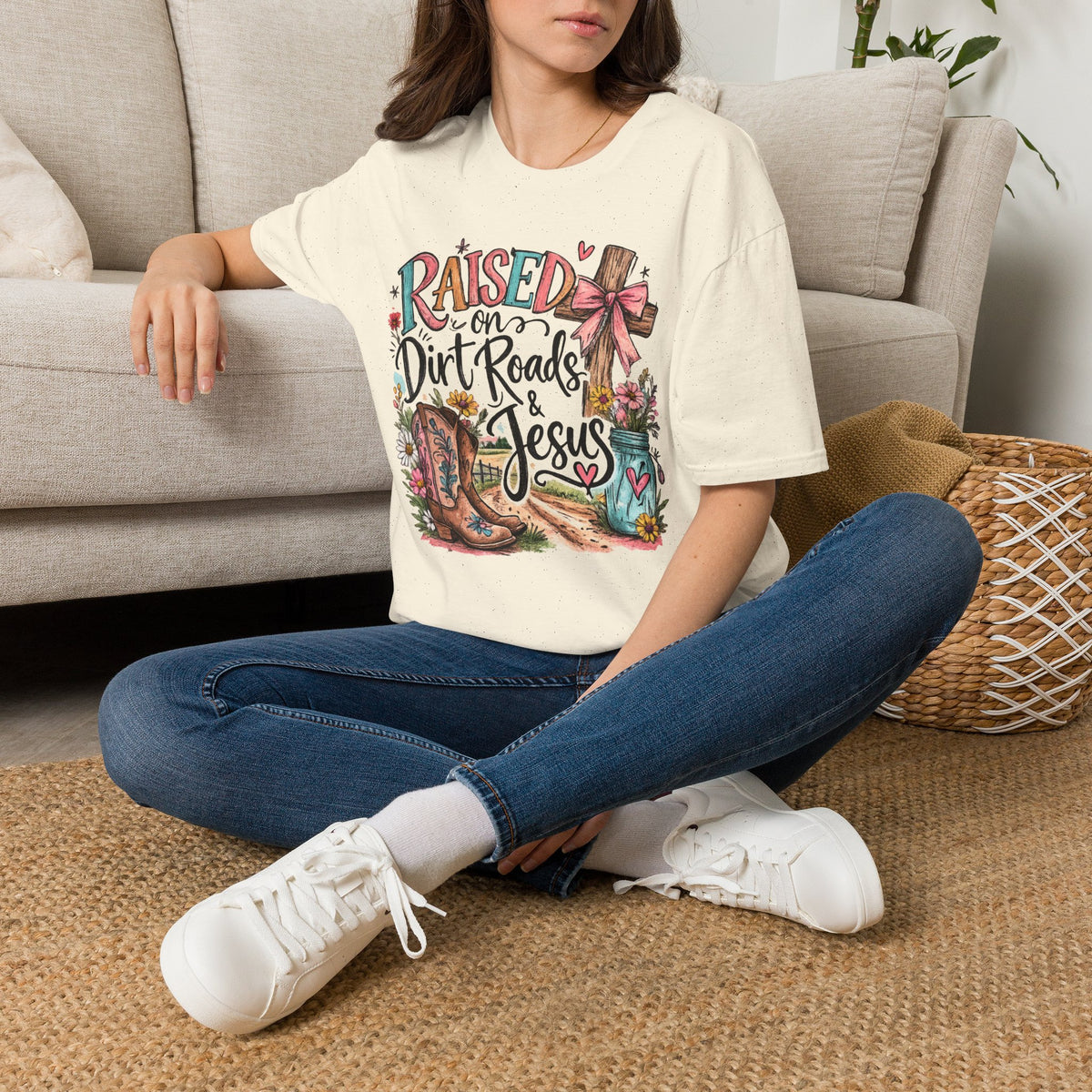 Raised on Dirt Roads & Jesus Tee | Christian Country Shirt | Faith Apparel PREORDER