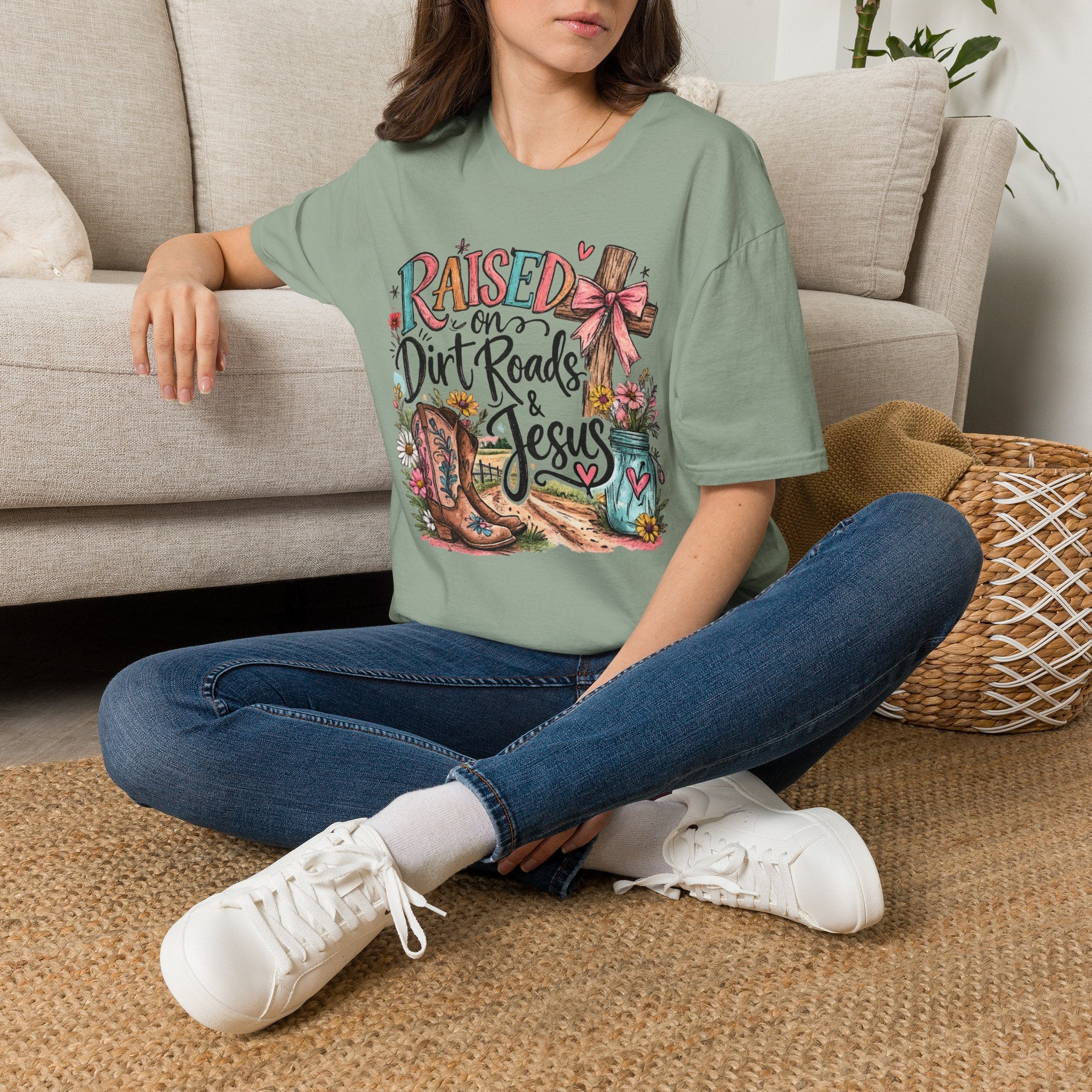 Raised on Dirt Roads & Jesus Tee | Christian Country Shirt | Faith Apparel PREORDER