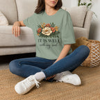It is Well-Non Distressed Floral| Christian Faith Apparel | Lifted Hope for Savanah PREORDER