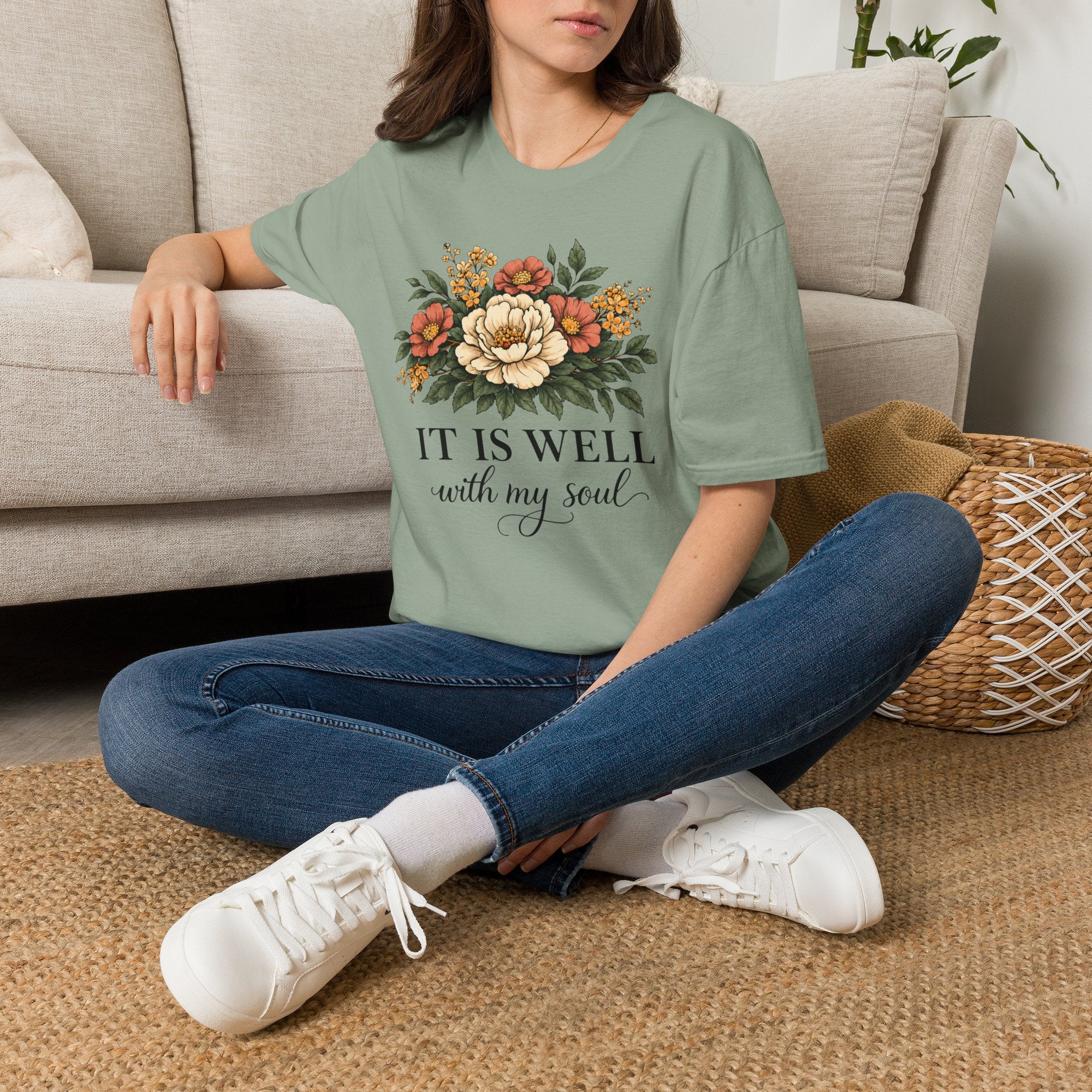 It is Well-Non Distressed Floral| Christian Faith Apparel | Lifted Hope for Savanah PREORDER