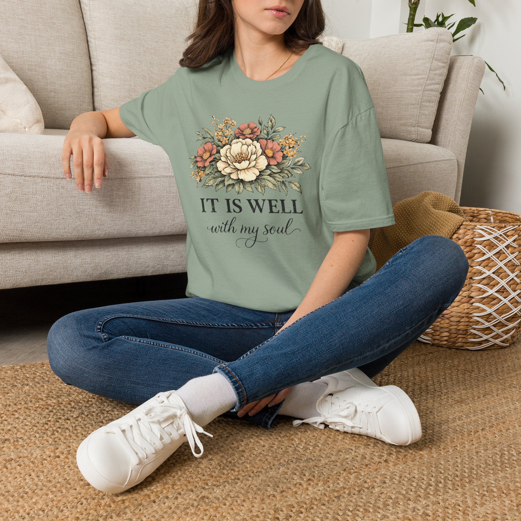 It is Well-Distressed Floral| Christian Faith Apparel | Lifted Hope for Savanah PREORDER (Copy)